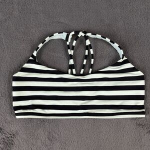lululemon Energy Bra Medium Support Size 8 Black White Stripes No Pads